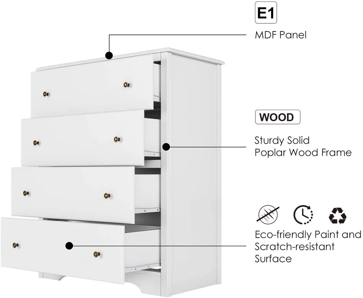 White 4 Drawer Dresser A799611