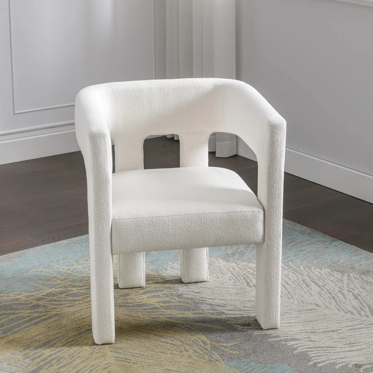 Beige Upholstered Accent Chair with Solid Wood Frame W4633