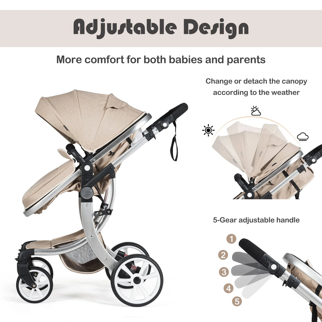 2-in-1 Baby Stroller with Reversible Seat Black S1922