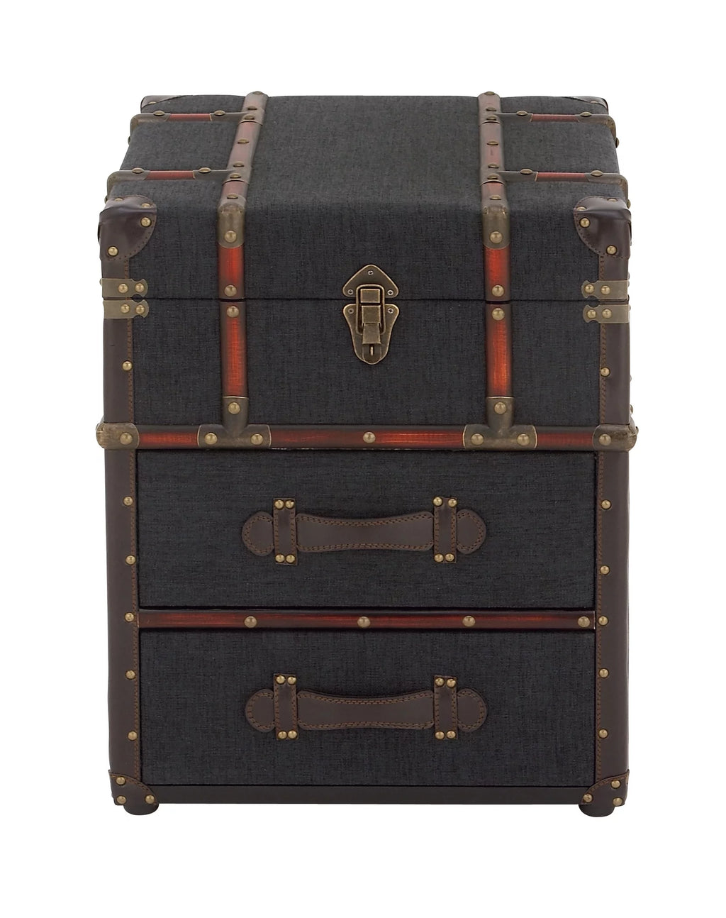 Brown Traditional Wood Stacked Storage Trunk Chest Q118