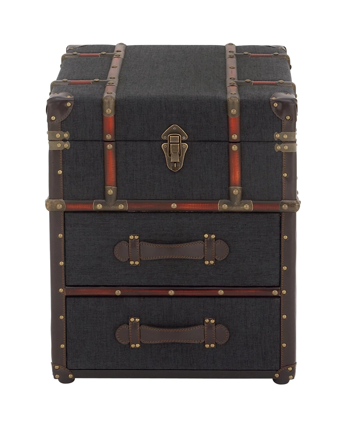 Brown Traditional Wood Stacked Storage Trunk Chest Q118