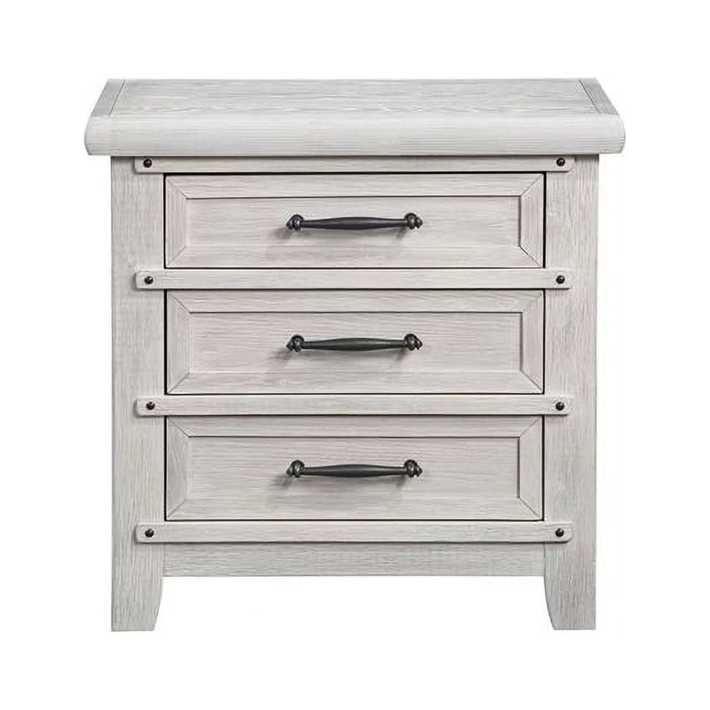 White Oak 3-Drawer Nightstand H755