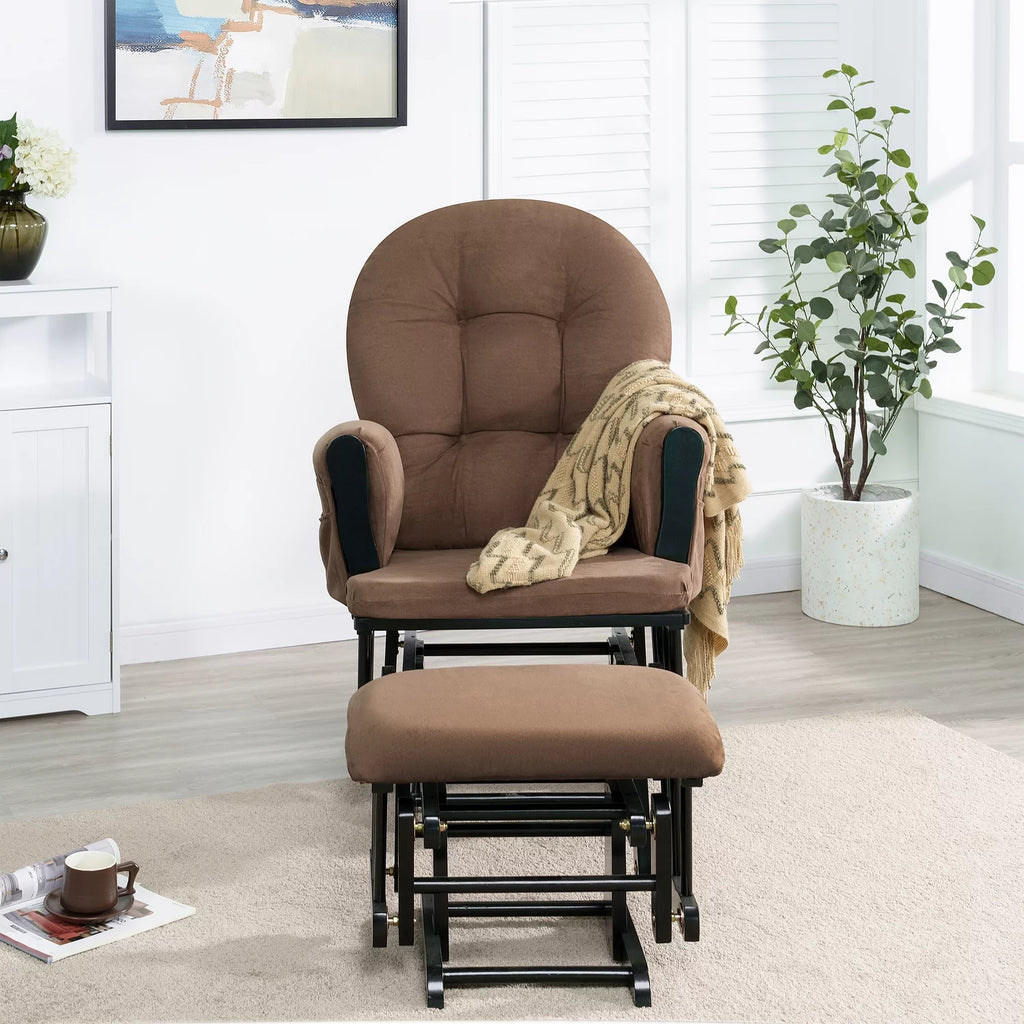 Upholstered Swivel Glider Rocker with Ottoman I10883