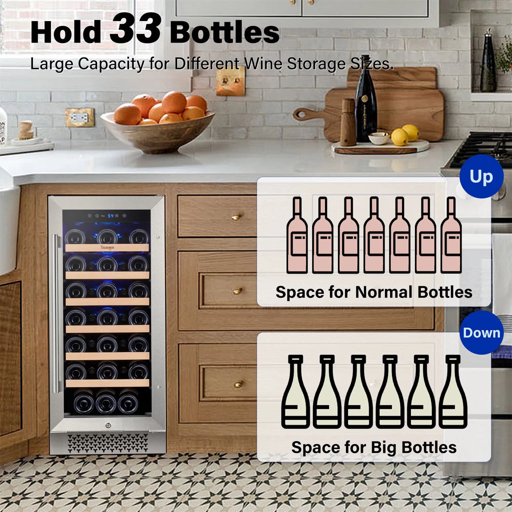 15" 33 Bottle Dual Zone Wine Cooler Refrigerator K7657