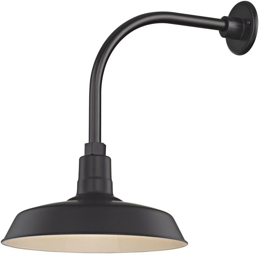 Black Gooseneck Outdoor Barn Light with 14 Shade W78342