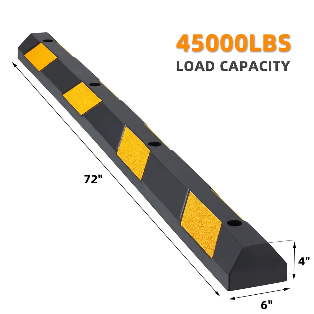 72" Rubber Parking Bumper with Reflective Stripes, Pack of 2 Y4712