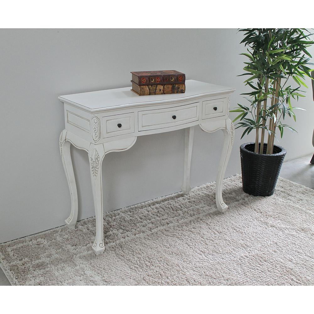 Antique White Hand Carved Writing Desk B150970
