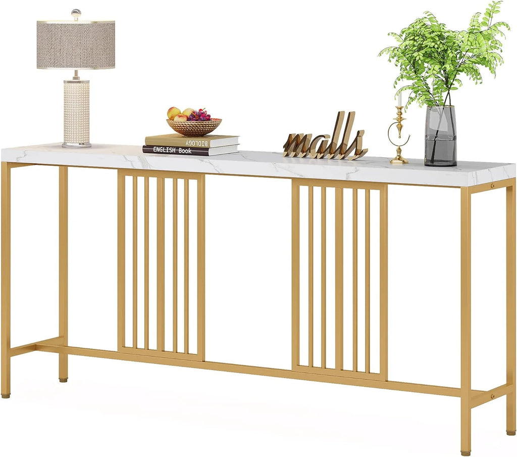 70.9 Inch Extra Long White and Gold Console Table S94950