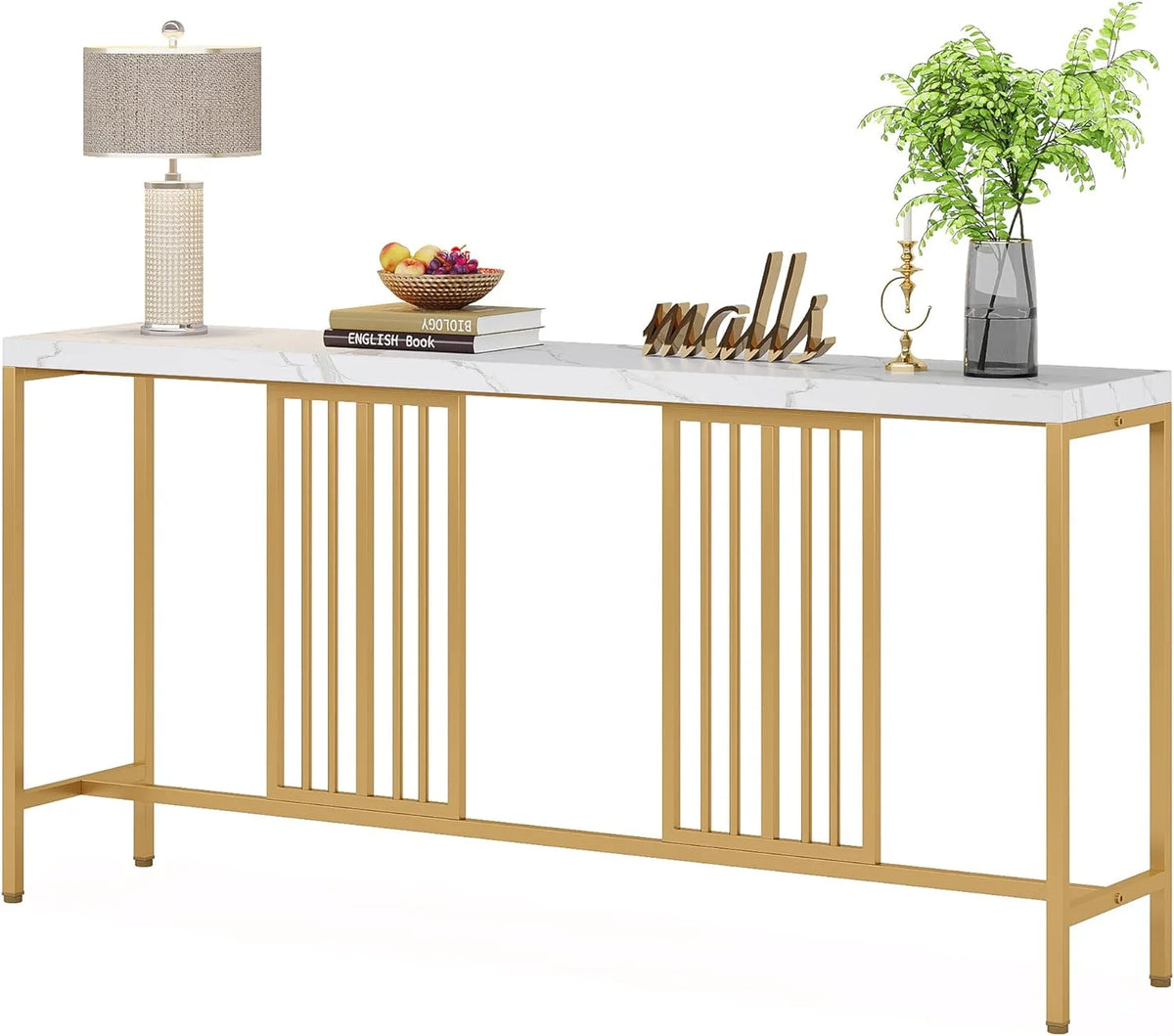 70.9 Inch Extra Long White and Gold Console Table S94950