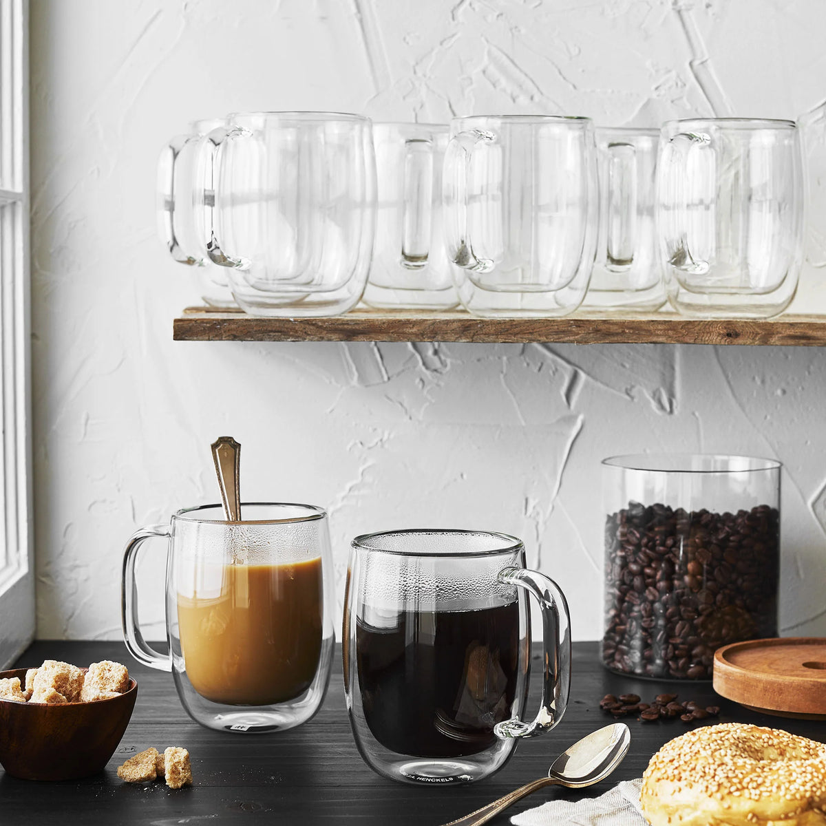 8pc Double Wall Coffee Glass Mug Set Y48654