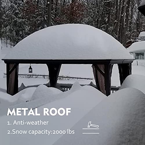 10'x10' Hardtop Gazebo with Netting and Curtains W8439