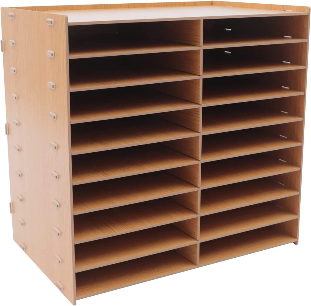 9-Tier Golden Oak Letter Tray Paper Organizer Rack N795128