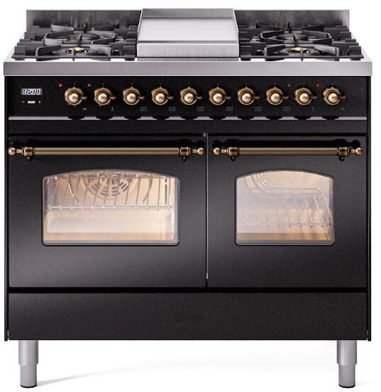 40 Dual Fuel Propane Gas Range in Black with Bronze Trim R43613