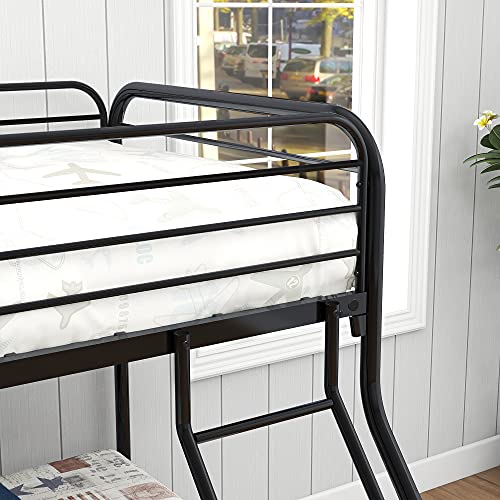 White Twin Over Twin Wood House Bunk Bed with Slide and Storage Staircase A103900