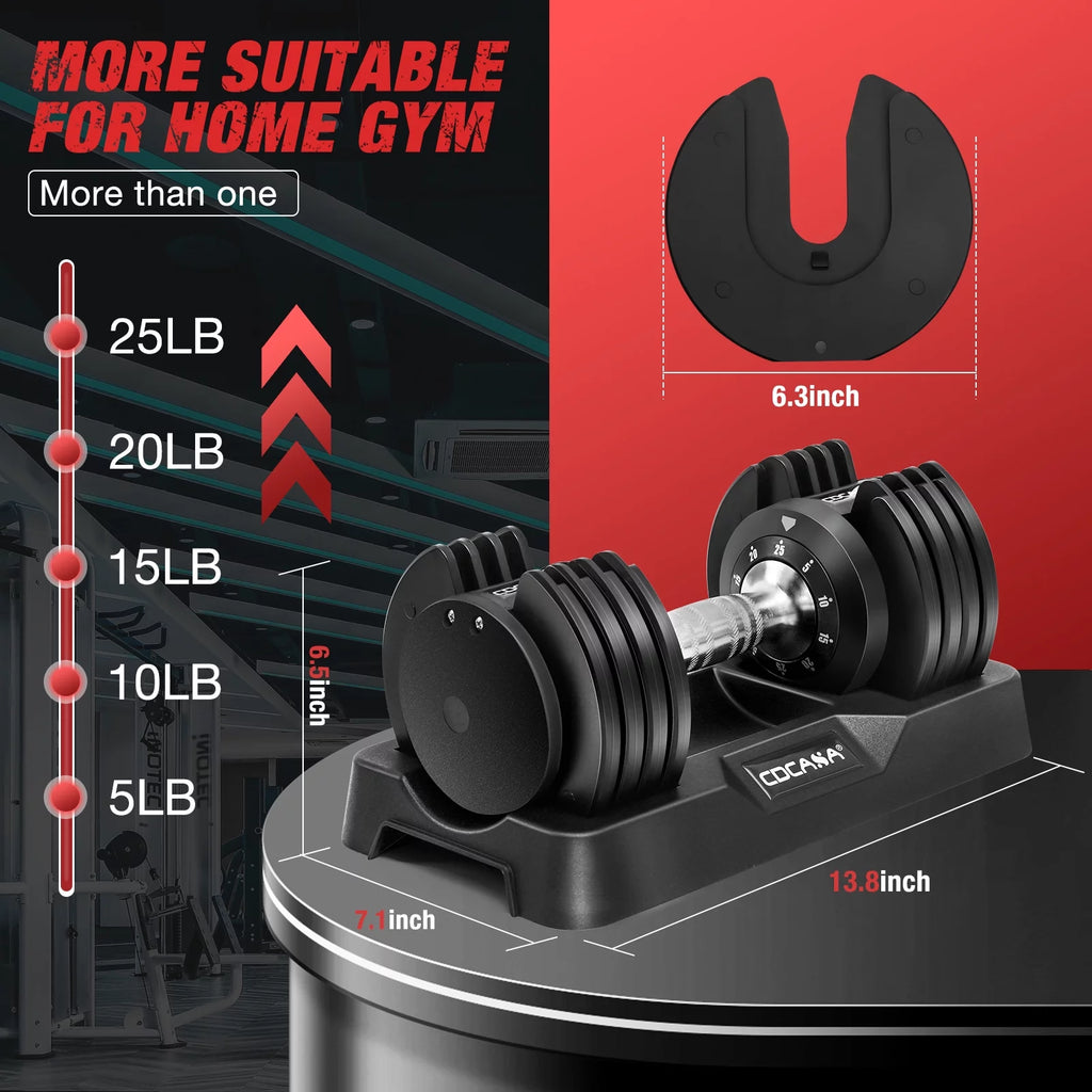 Adjustable Dumbbell Set 25 Lb Black E4015