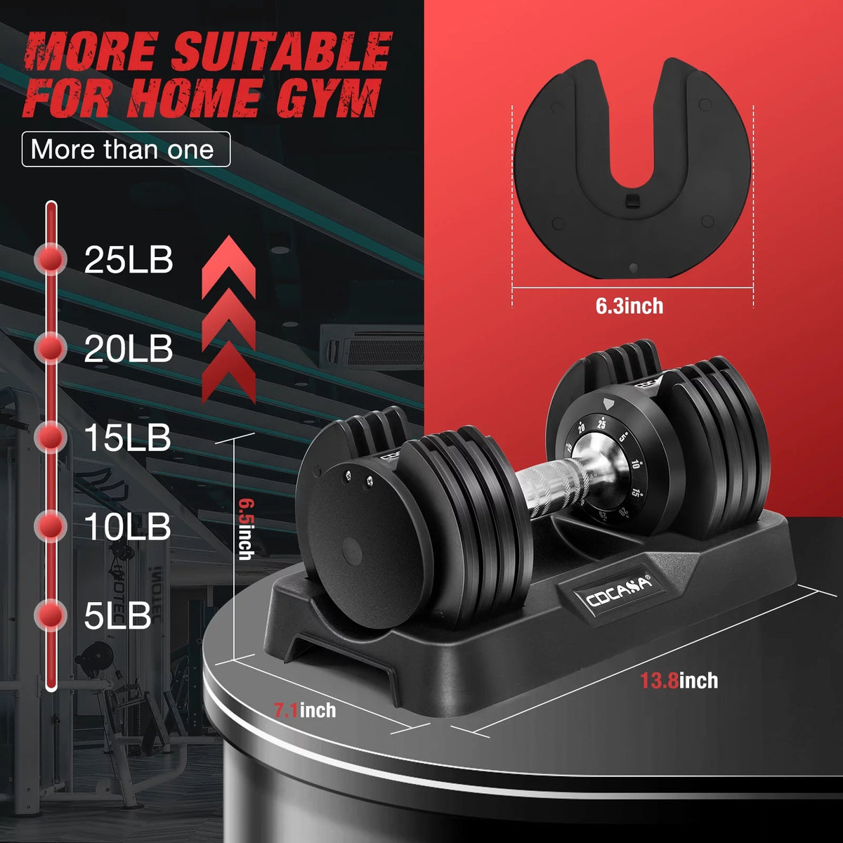 Adjustable Dumbbell Set 25 Lb Black E4015