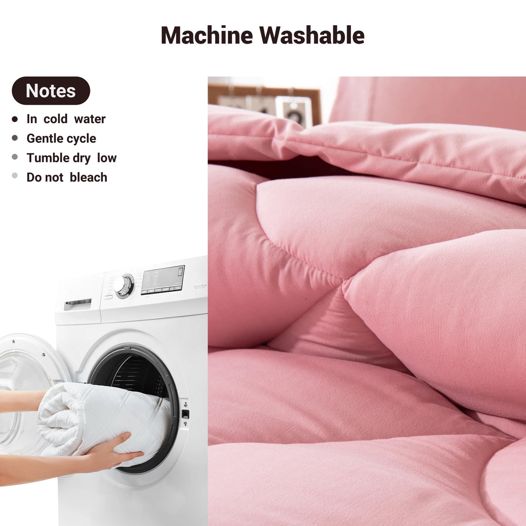 3 Pieces Reversible California King Pink Comforter Set V37271