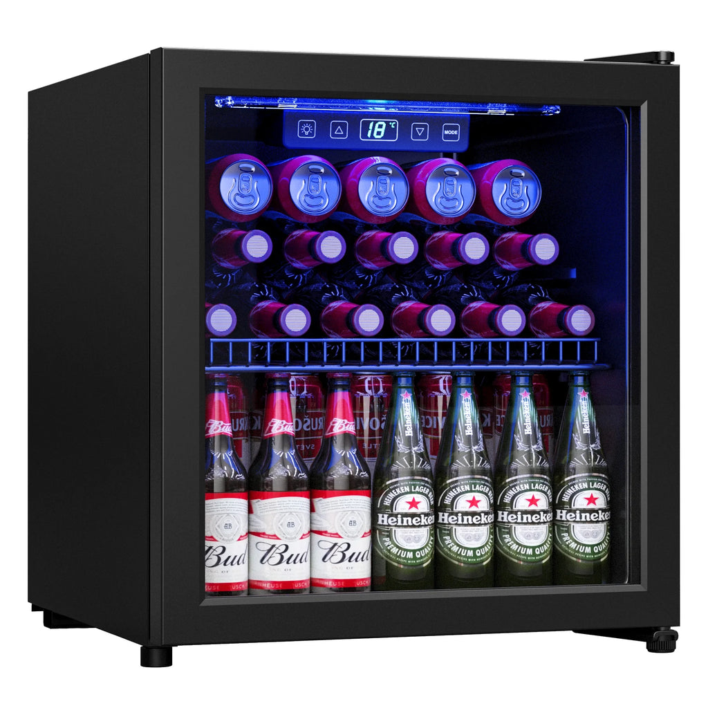 100 Can Beverage Refrigerator Cooler 2.47 Cu.ft Mini Fridge with Glass Door & Adjustable Shelves Y983
