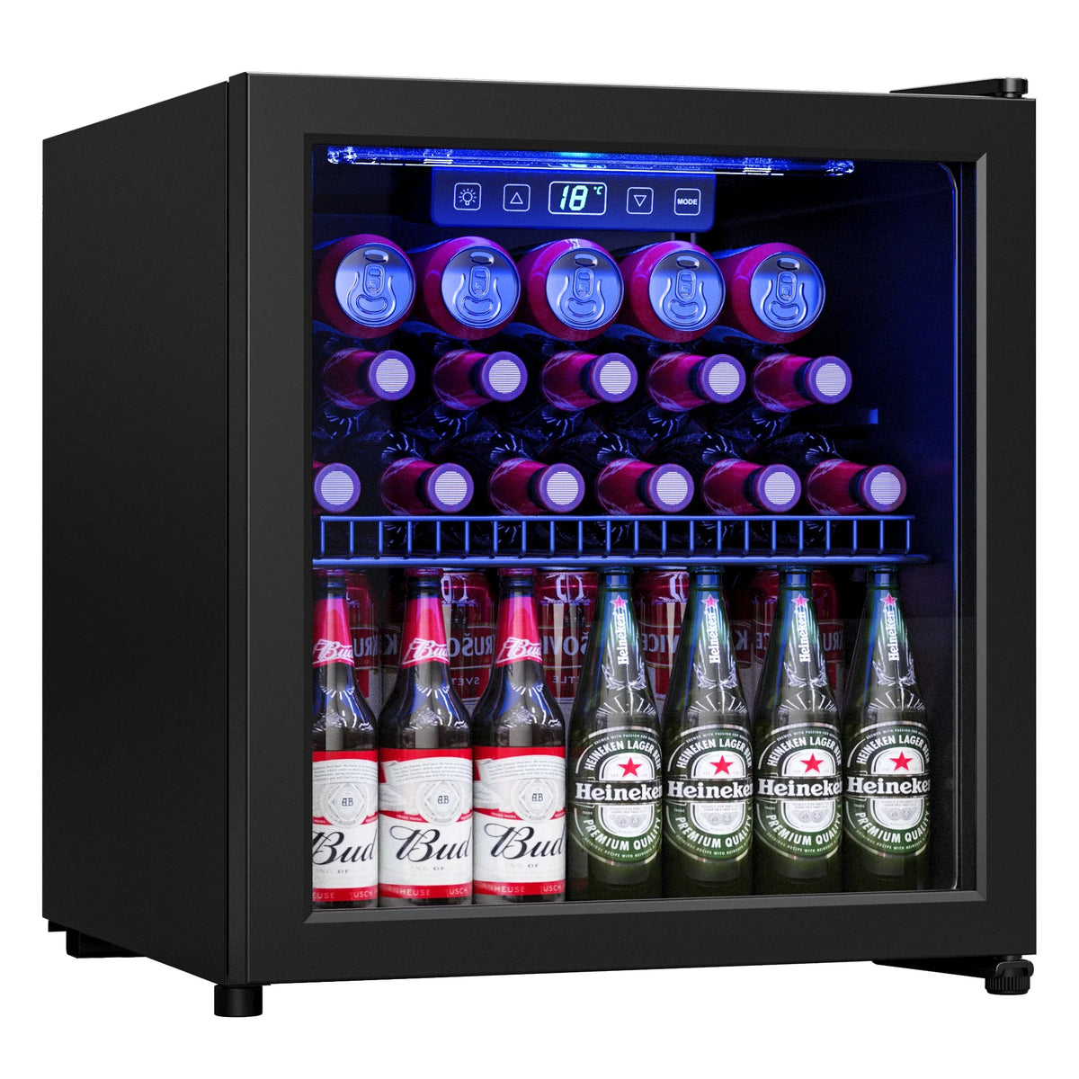 100 Can Beverage Refrigerator Cooler 2.47 Cu.ft Mini Fridge with Glass Door & Adjustable Shelves Y983