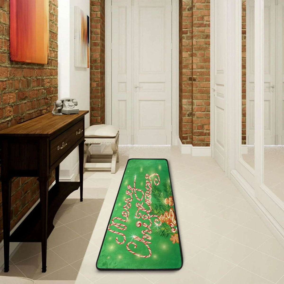2'x6' Christmas Kitchen Runner Rug with Rubber Backing V4118