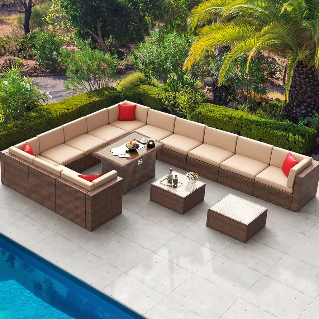 8 Pcs Patio Furniture Set with Fire Pit Table F513