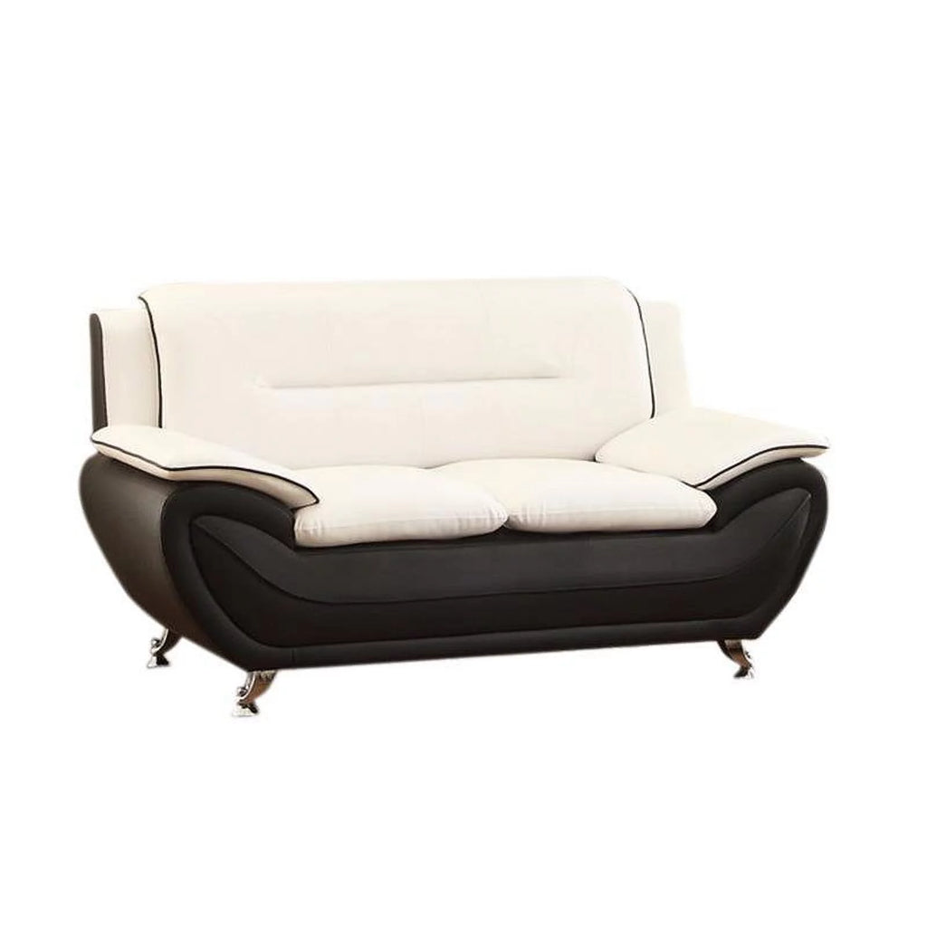 2 Piece Living Room Set with Loveseat and Armchair in Black/Beige I548