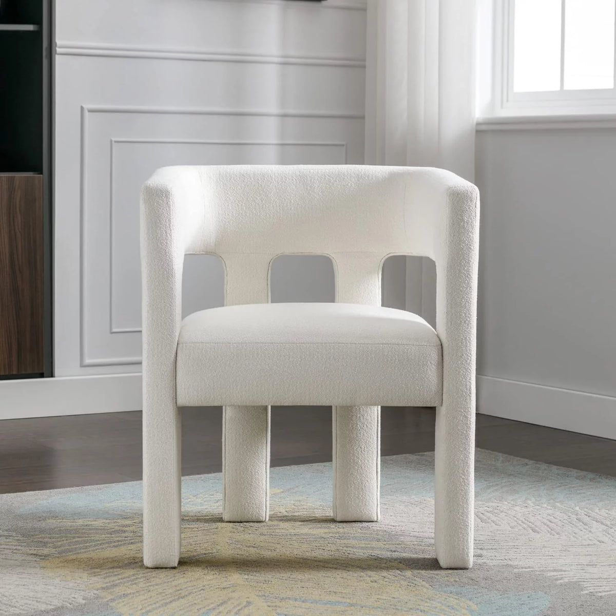 Beige Upholstered Accent Chair with Solid Wood Frame W4633