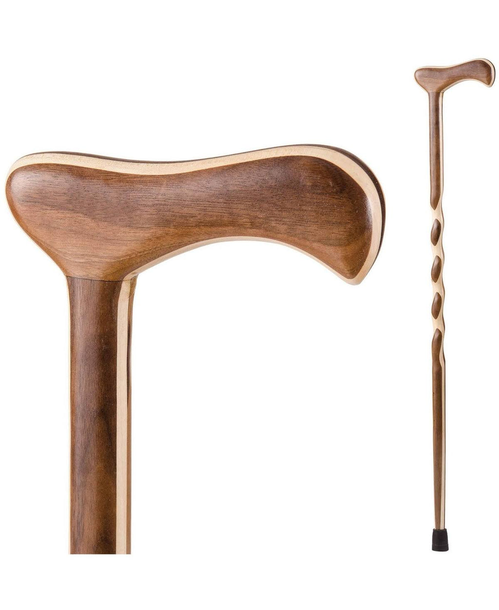 37x22 Twisted Laminated Walnut/Maple Walking Cane V4030