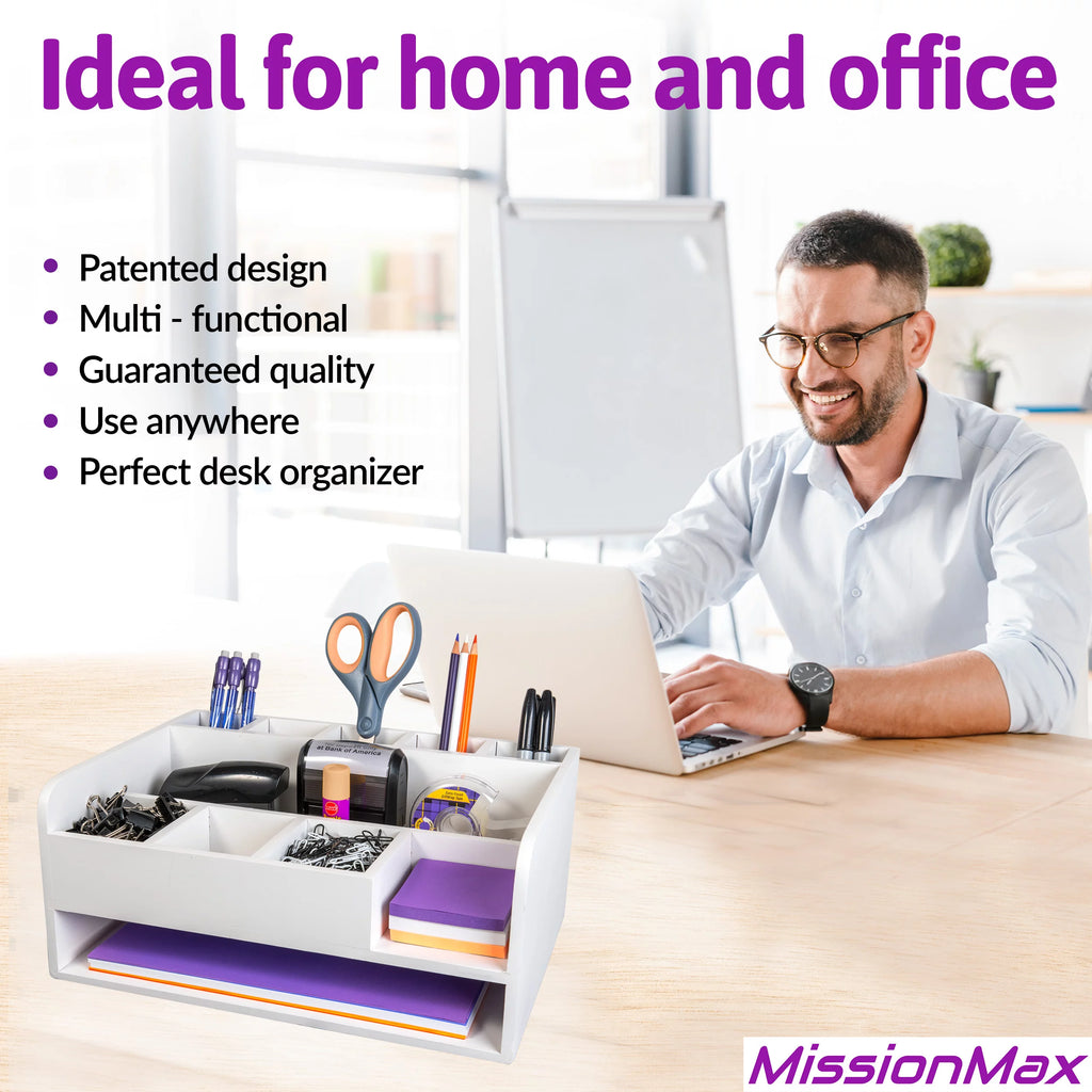 White Desk Organizer with File Tray Y8726