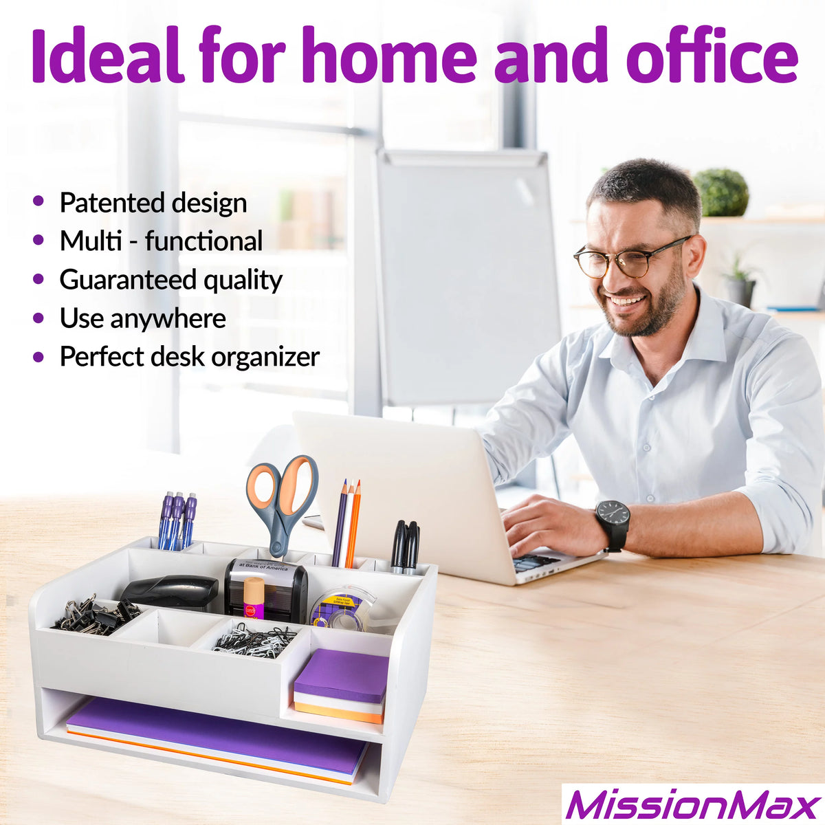 White Desk Organizer with File Tray Y8726