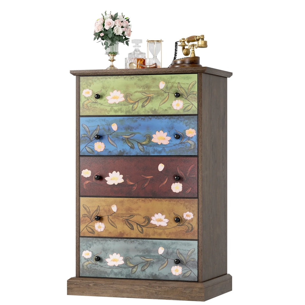 5 Drawer Wood Dresser Y496