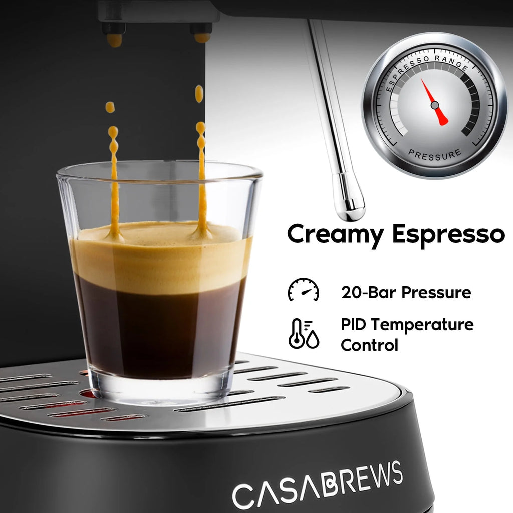 20 Bar Espresso Machine with Milk Frother Steam Wand, Stainless Steel F29421