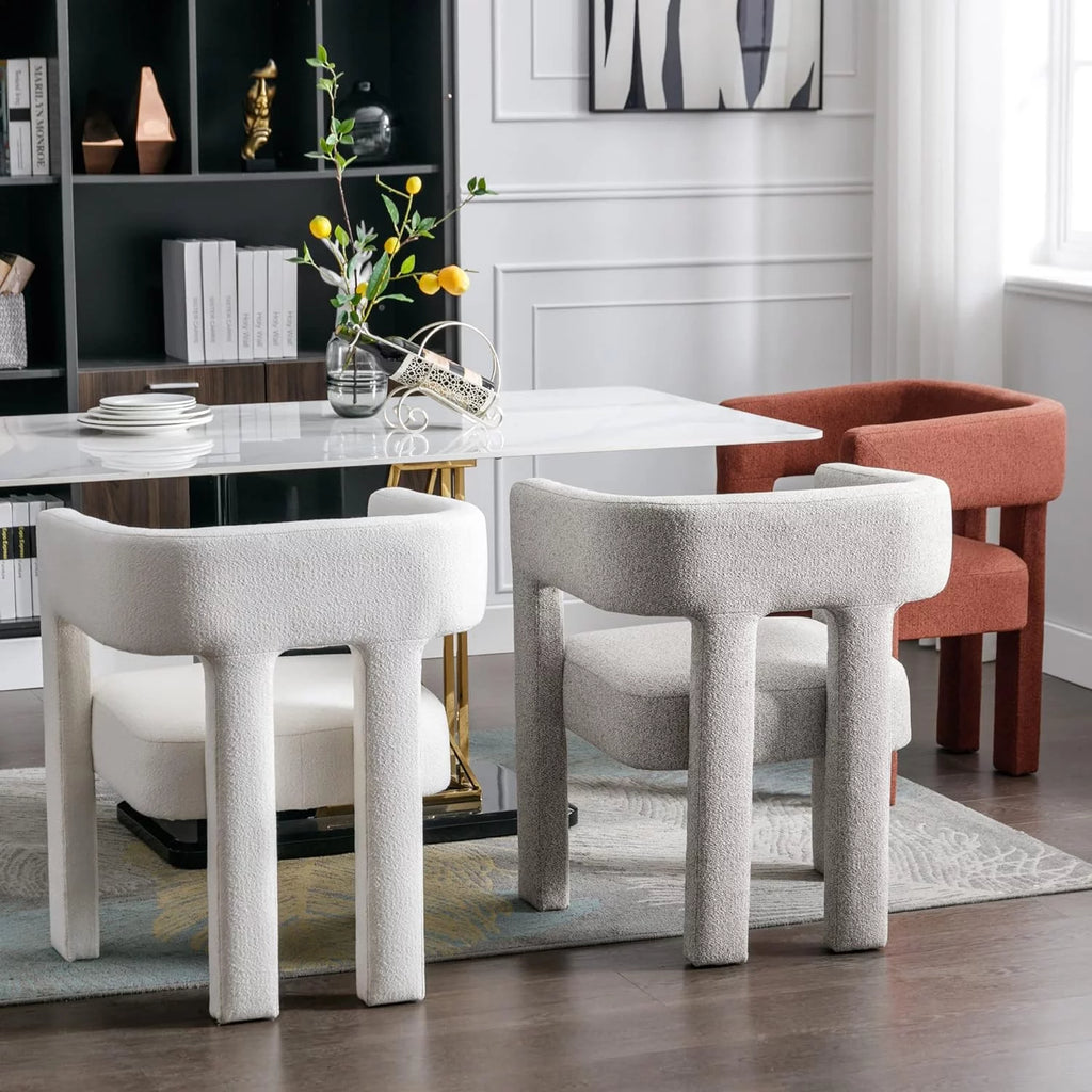 Beige Upholstered Accent Chair with Solid Wood Frame W4633
