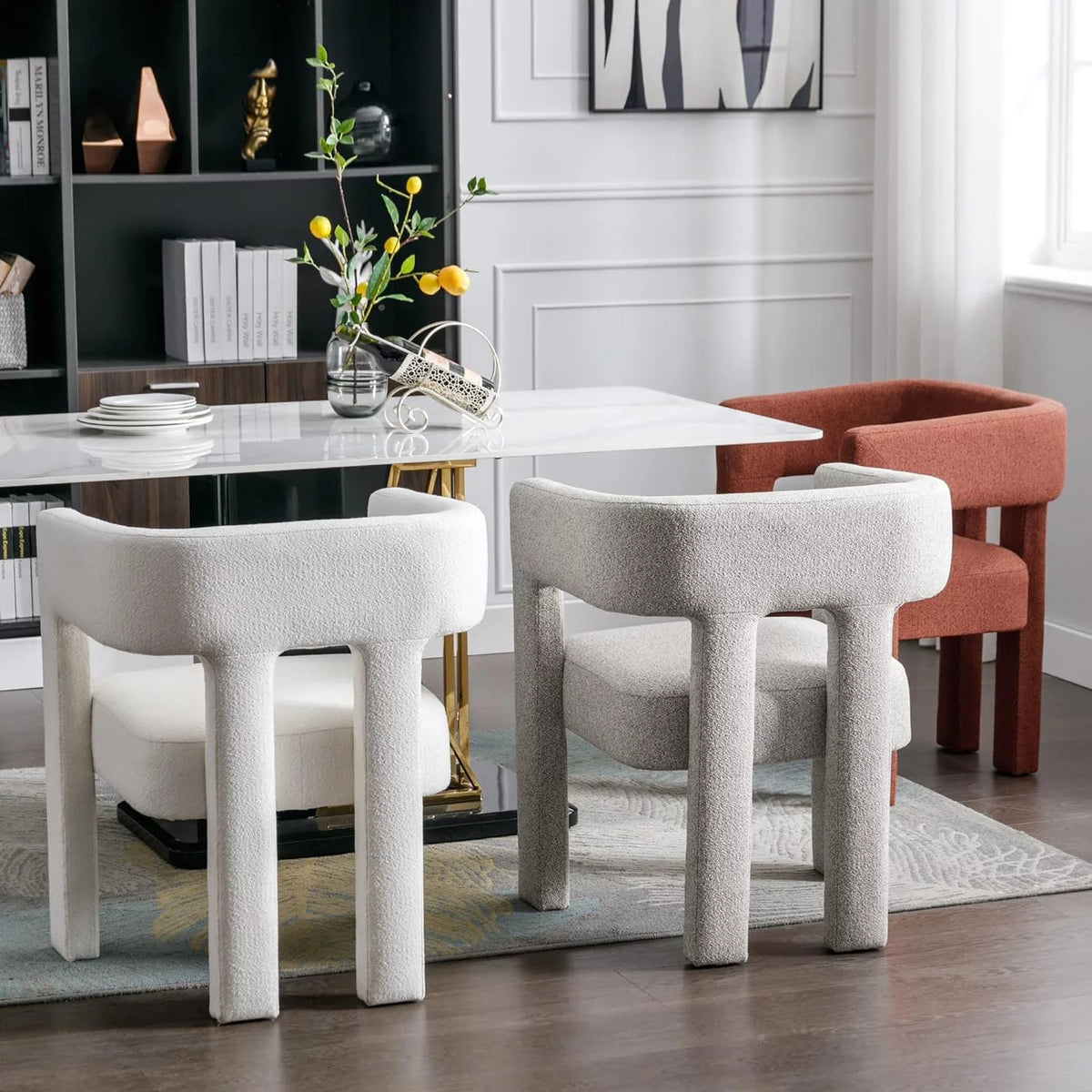 Beige Upholstered Accent Chair with Solid Wood Frame W4633