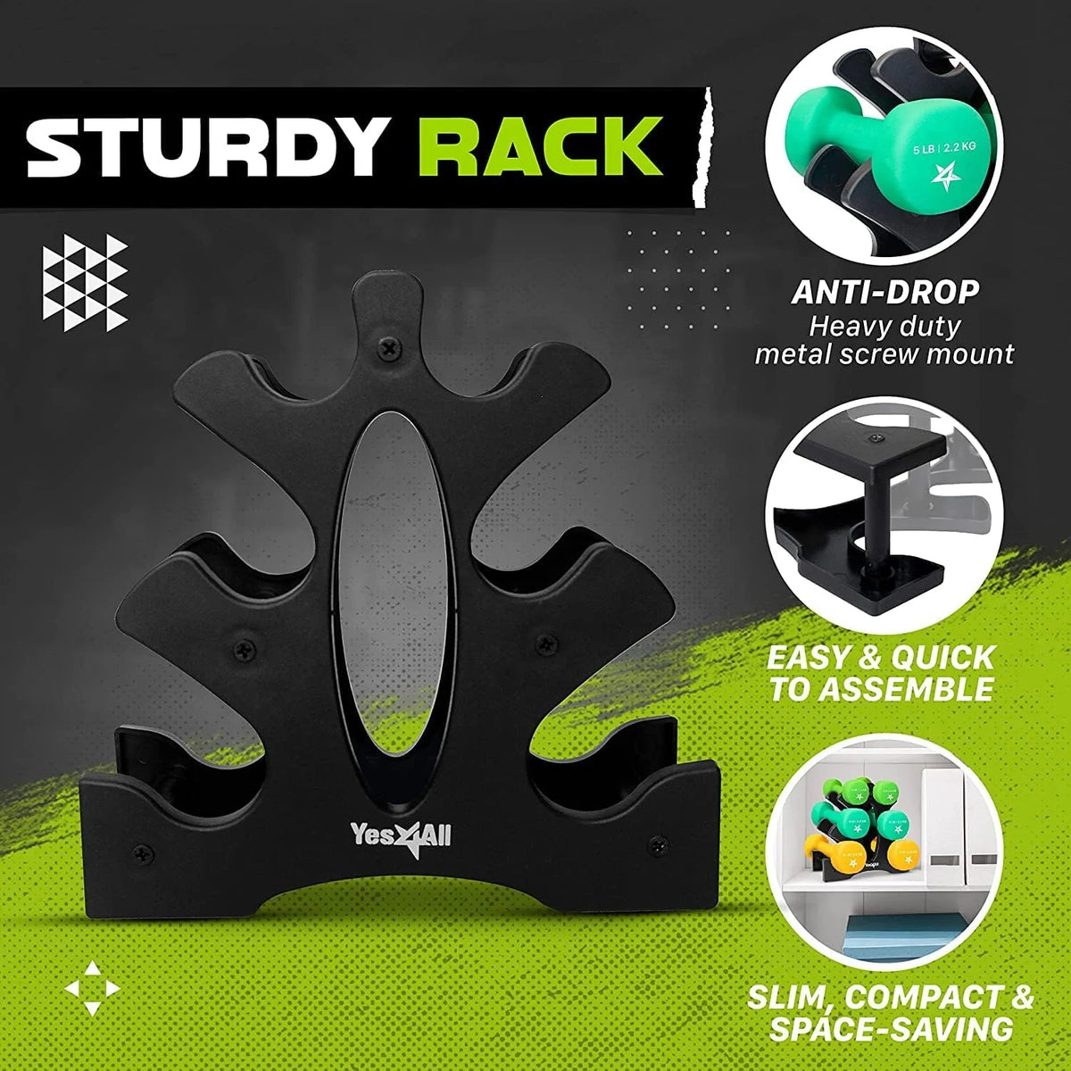 32lbs Neoprene Dumbbell Set With Plastic Rack K56384
