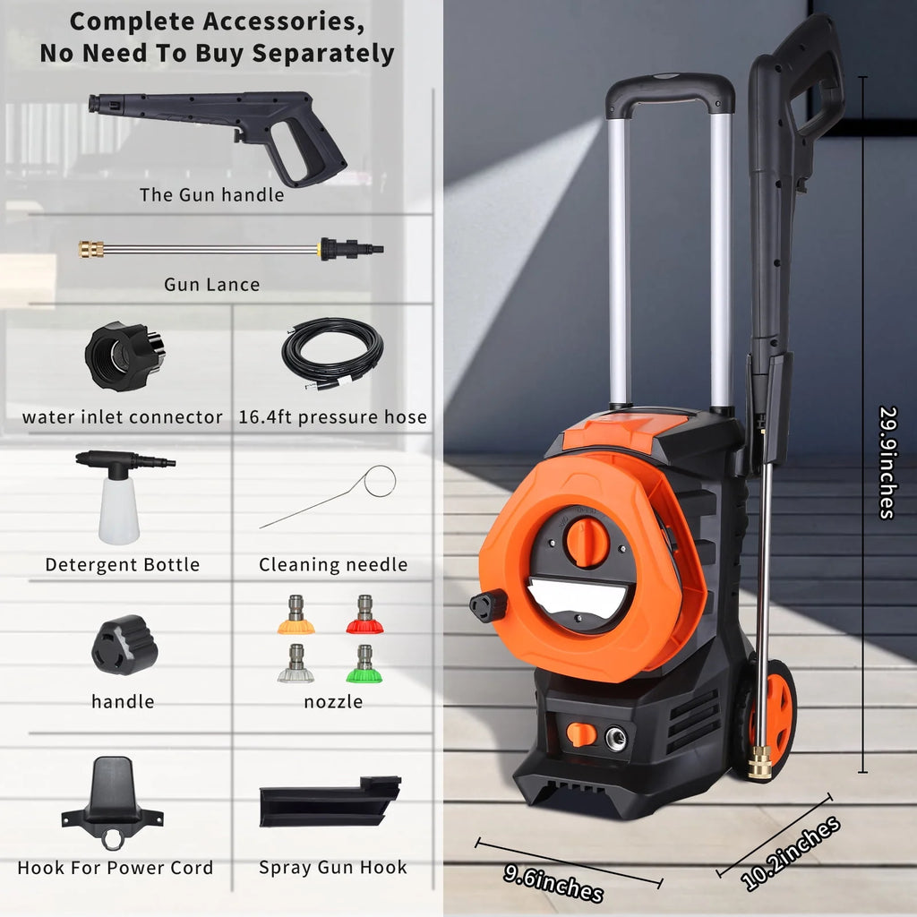 Electric Pressure Washer with 4 Quick Connect Nozzles 2.0GPM 1800W B1193