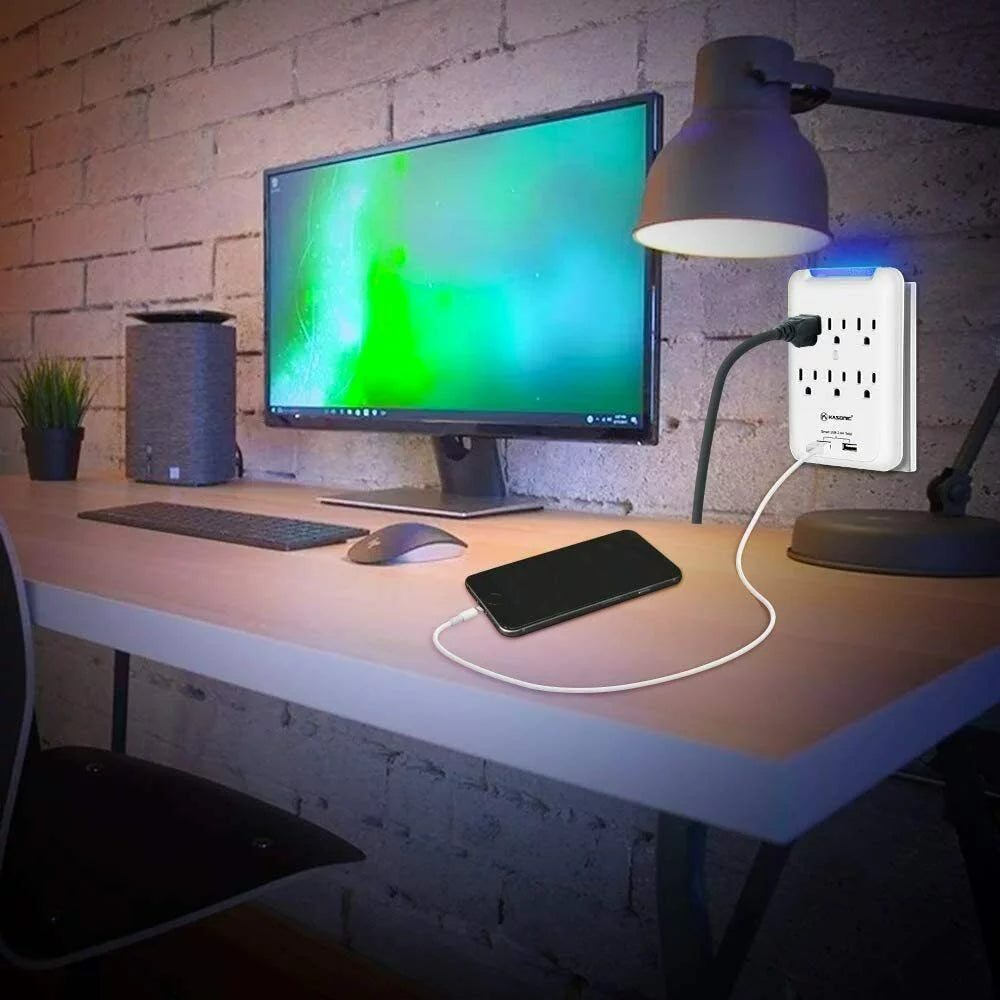 6-Outlet Wall Mount Surge Protector 2 Pack, 900 Joules with 2 USB Ports U34004
