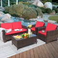 4-Piece Wicker Conversation Set with Cushions E284951