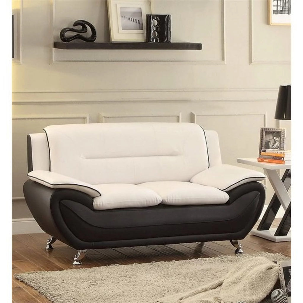 2 Piece Living Room Set with Loveseat and Armchair in Black/Beige I548