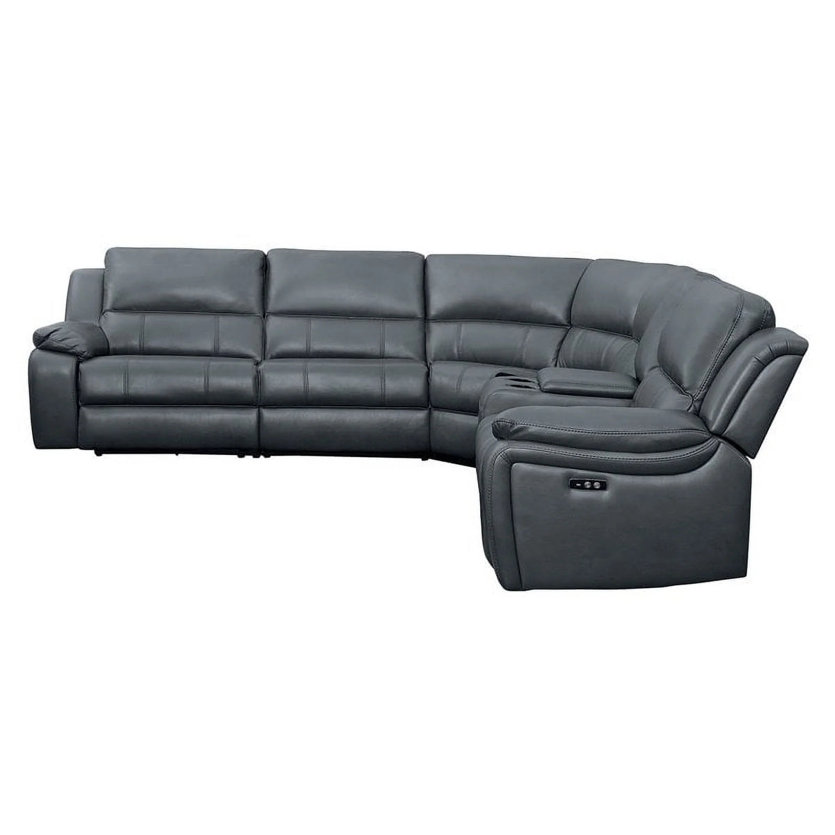 Gray 6-Piece Wood & Faux Leather Sectional Set H37998