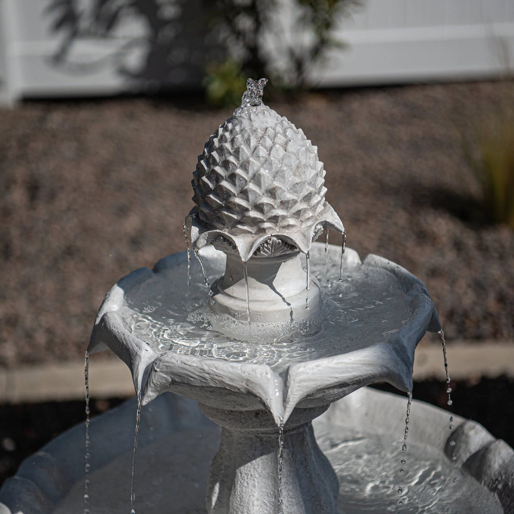 White 2-Tier Solar Water Fountain W4856