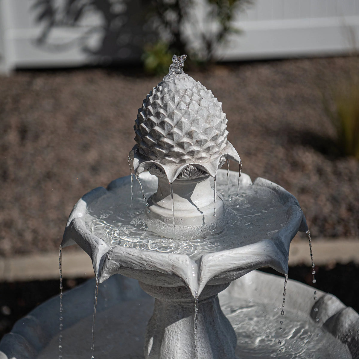 White 2-Tier Solar Water Fountain W4856