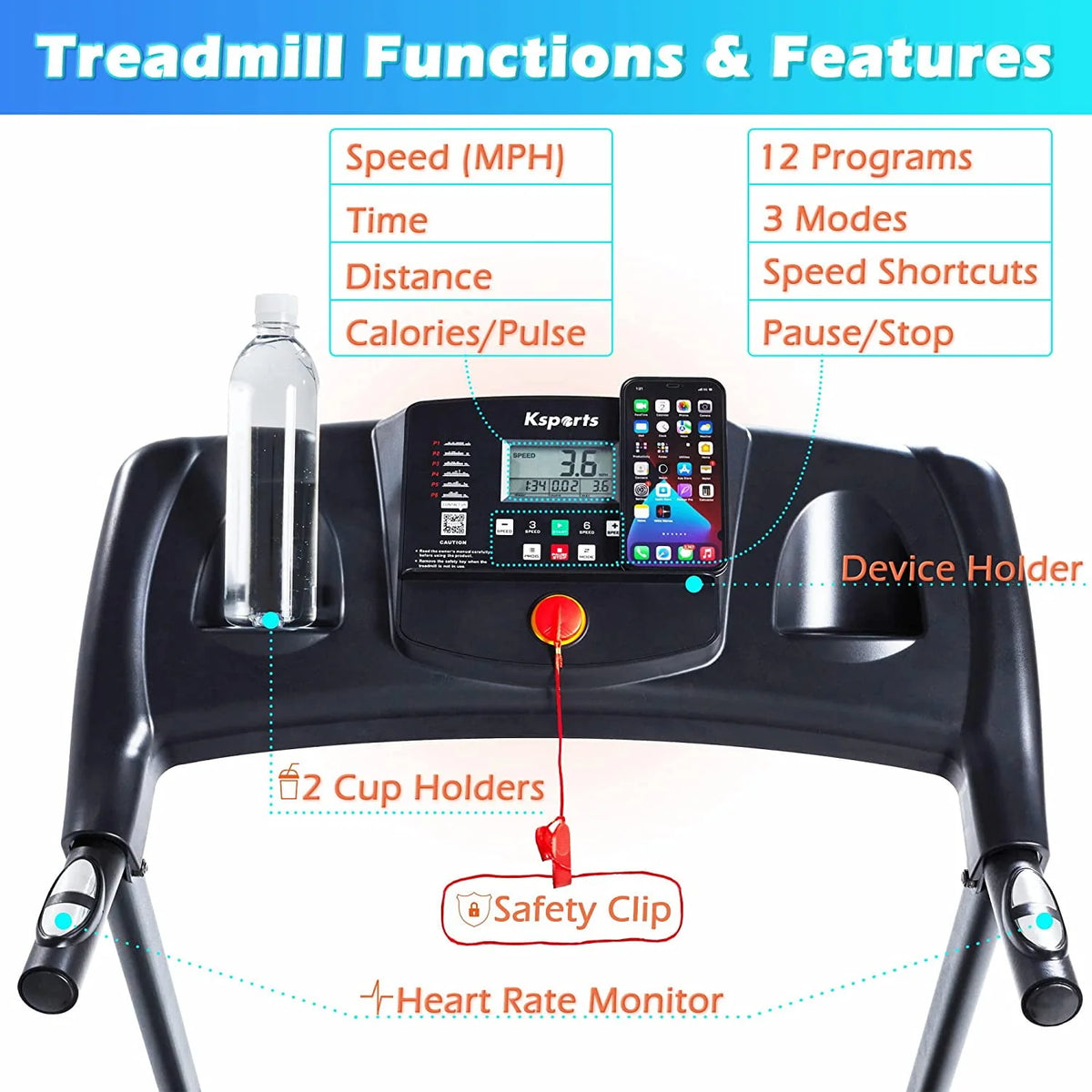 Multi Function Treadmill with Inclines K29665