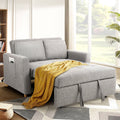 Gray Linen Convertible Sleeper Sofa Bed J481364