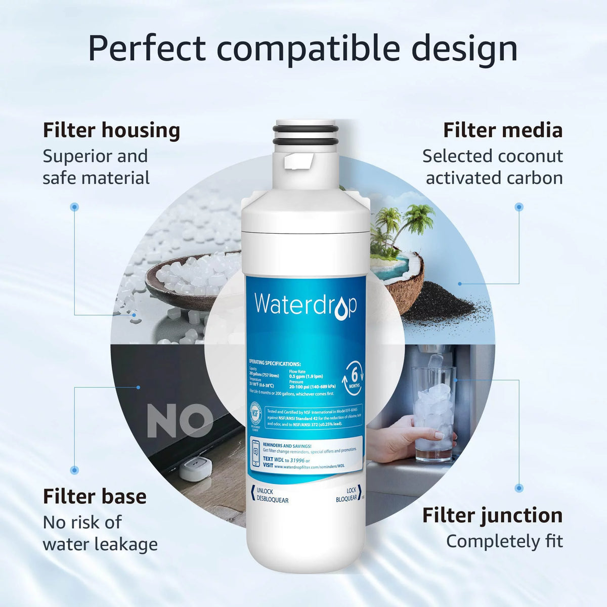 Refrigerator Water Filter, Pack of 6 Q3548