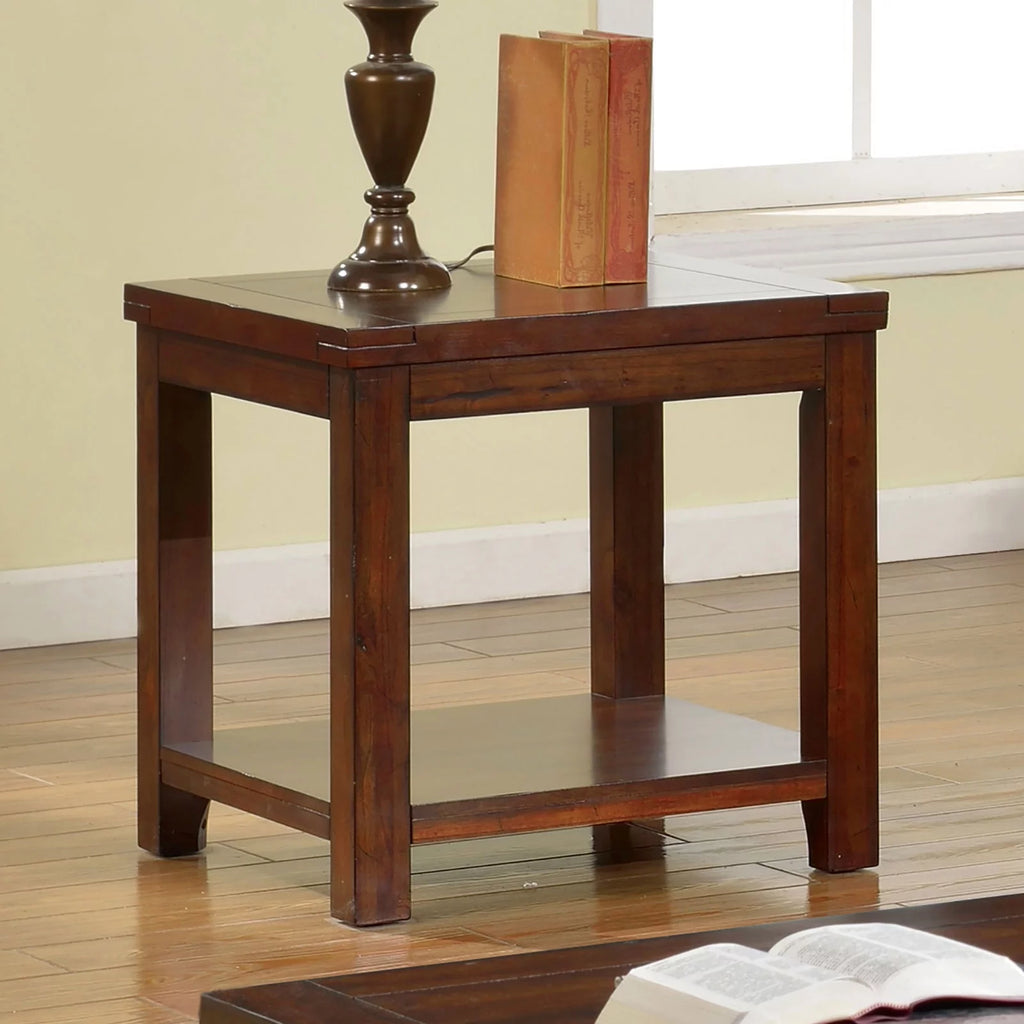 Dark Cherry Open Shelf End Table X38278