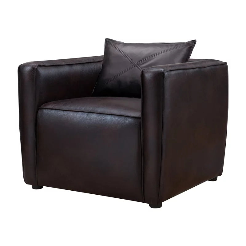 Brown Vinyl Upholstered Accent Chair with Arm Rests F56831