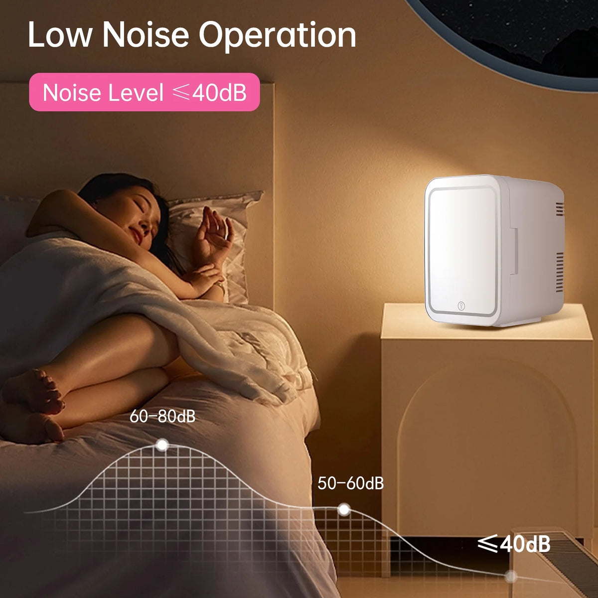 4L Portable Cooler and Warmer Skincare Fridge with LED Mirror M1359
