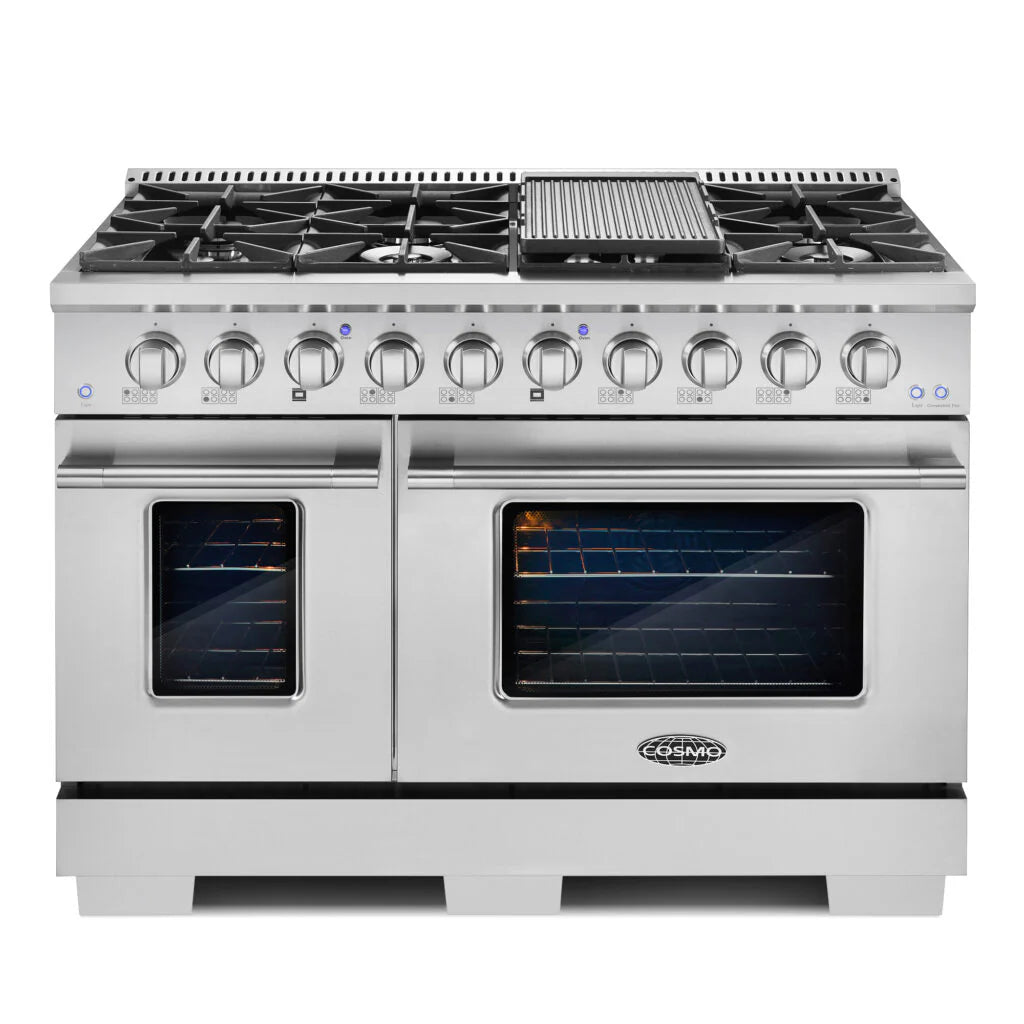 48 5.5 cu. ft. Double Oven Gas Range with 8 Burners and Cast Iron Grates in Stainless Steel U9480