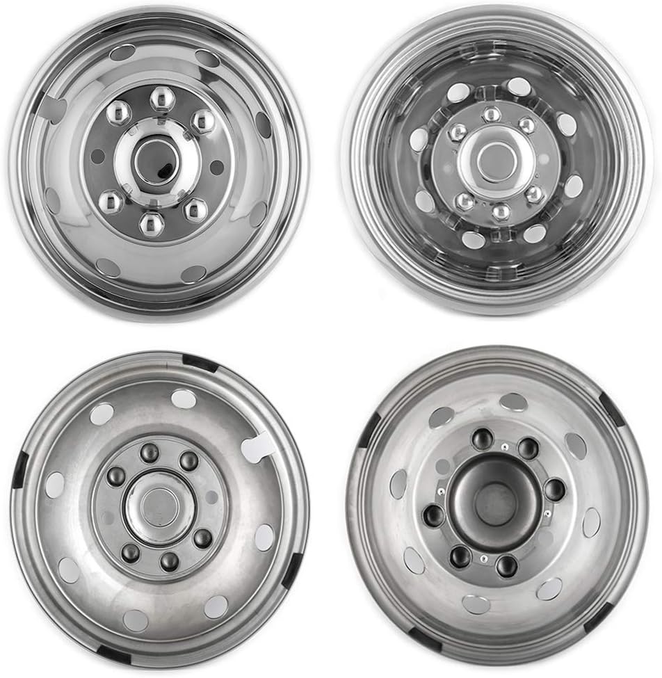 4pc 16 Polished Stainless Steel Dually Wheel Simulators R2234